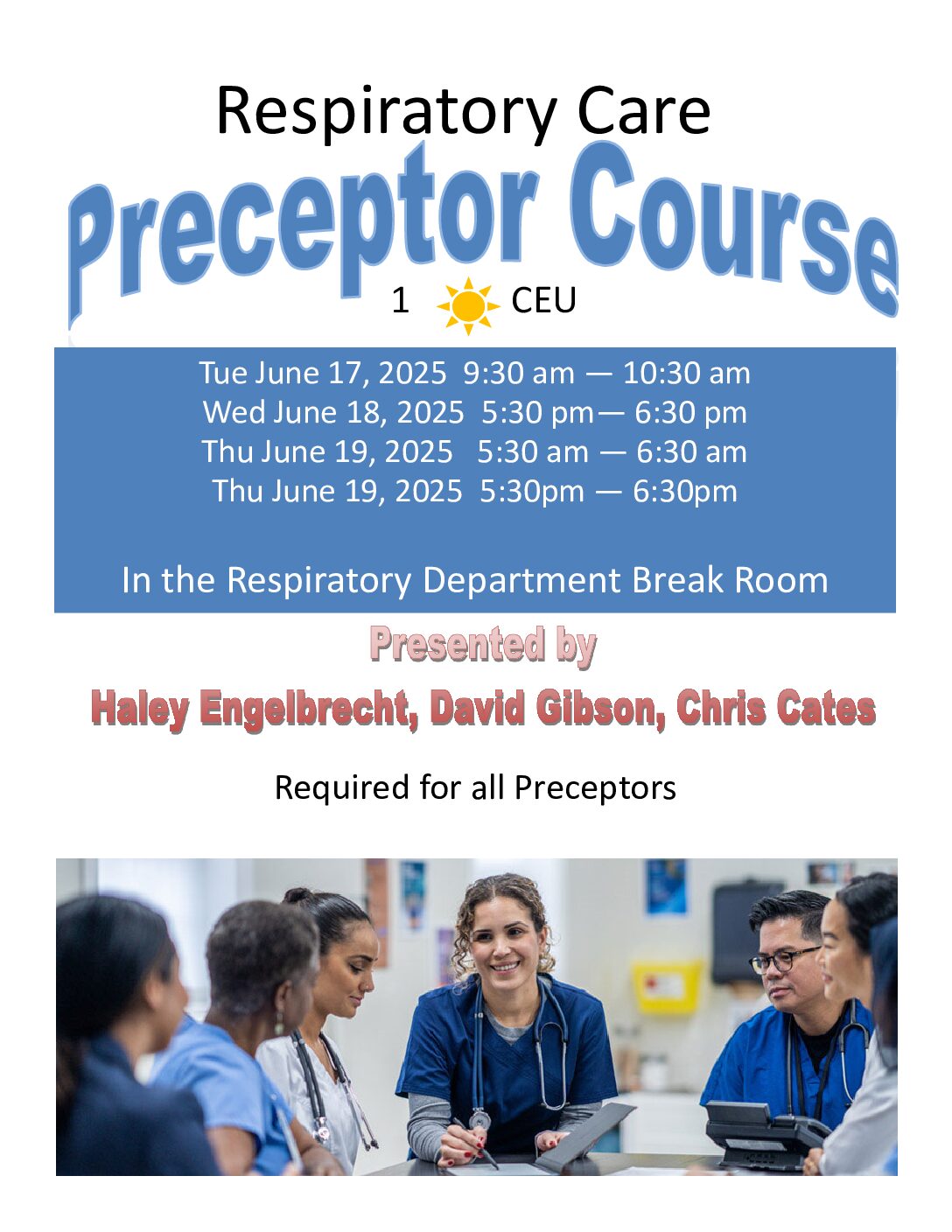 Preceptor Training coming up